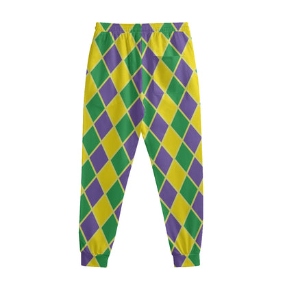 Purple Green And Yellow Mardi Gras Print Sweatpants