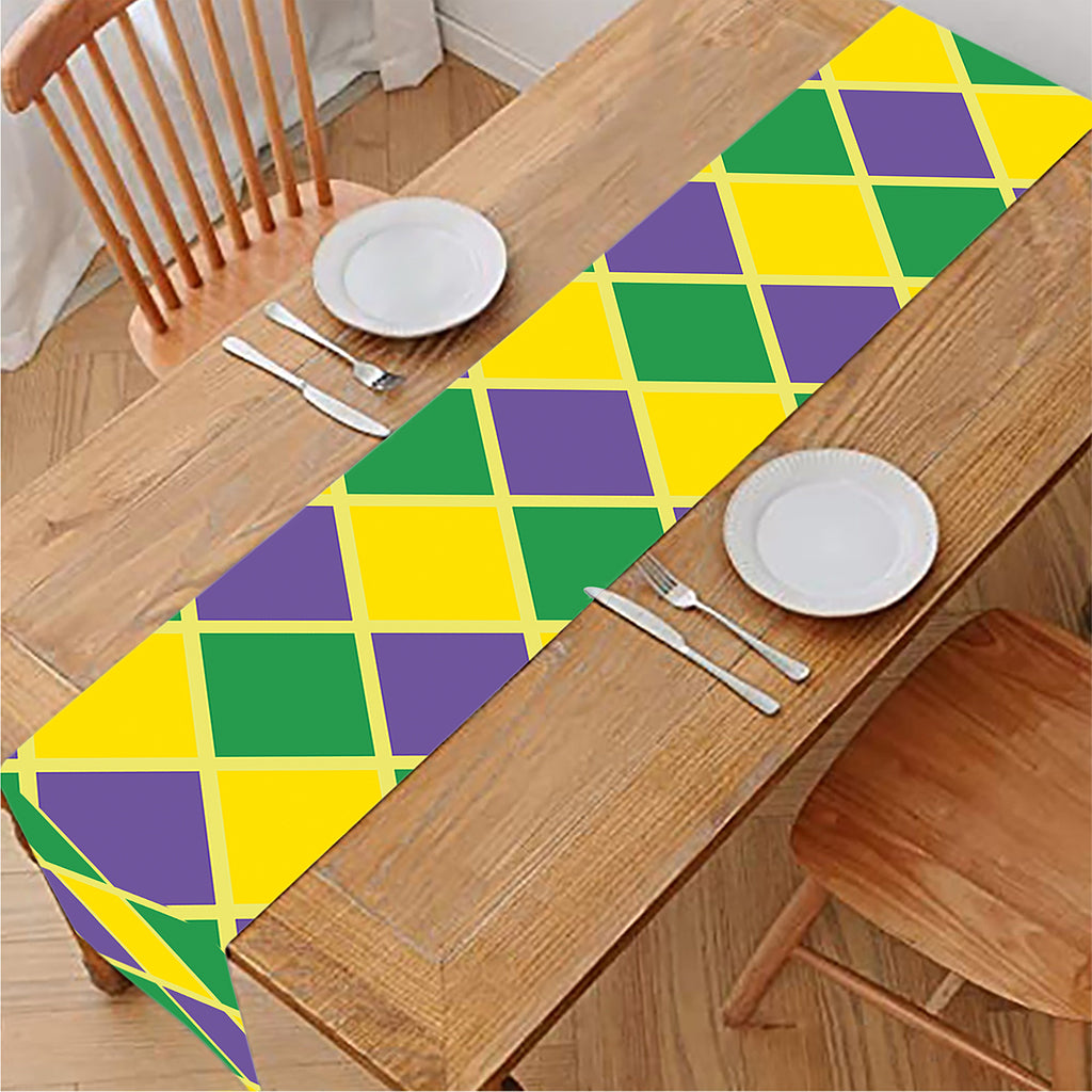 Purple Green And Yellow Mardi Gras Print Table Runner