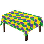 Purple Green And Yellow Mardi Gras Print Tablecloth