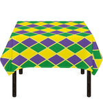 Purple Green And Yellow Mardi Gras Print Tablecloth