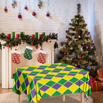 Purple Green And Yellow Mardi Gras Print Tablecloth