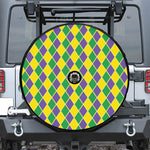 Purple Green And Yellow Mardi Gras Print Tire Cover With Camera Hole