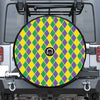 Purple Green And Yellow Mardi Gras Print Tire Cover With Camera Hole