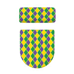 Purple Green And Yellow Mardi Gras Print Toilet Lid And Tank Cover Set