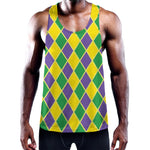 Purple Green And Yellow Mardi Gras Print Training Tank Top