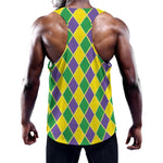 Purple Green And Yellow Mardi Gras Print Training Tank Top