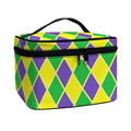 Purple Green And Yellow Mardi Gras Print Travel Makeup Bag