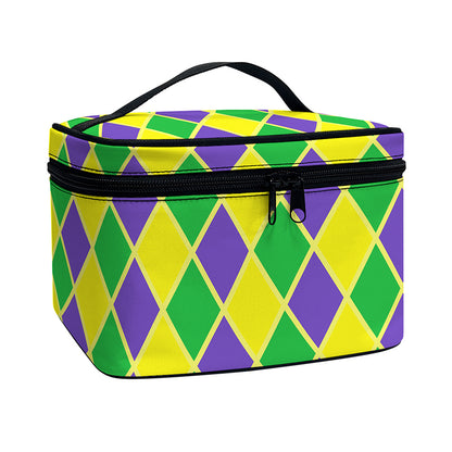 Purple Green And Yellow Mardi Gras Print Travel Makeup Bag