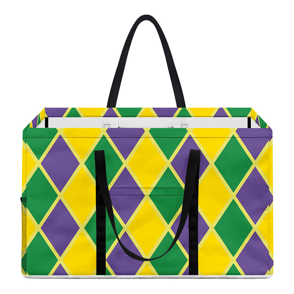 Purple Green And Yellow Mardi Gras Print Utility Tote Bag