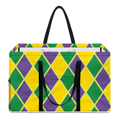 Purple Green And Yellow Mardi Gras Print Utility Tote Bag