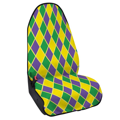 Purple Green And Yellow Mardi Gras Print Waterproof Car Seat Cover