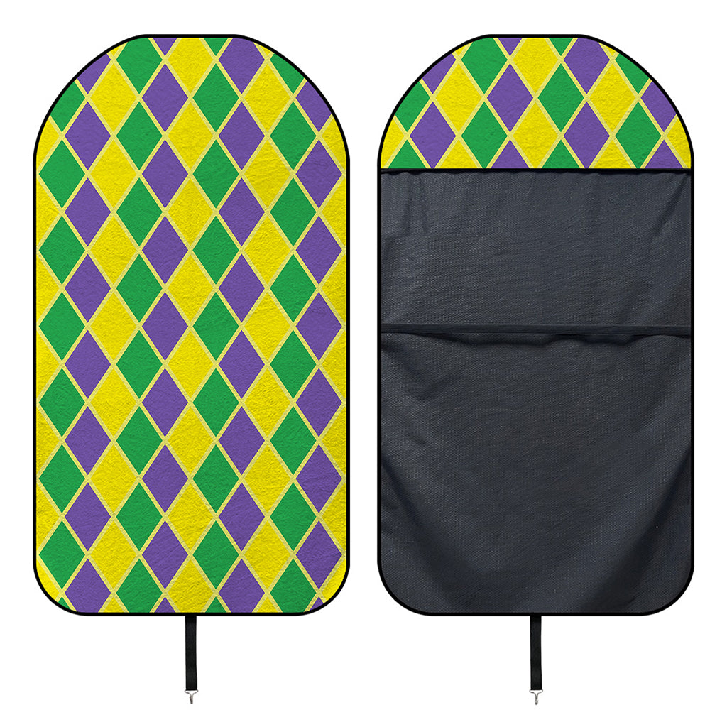 Purple Green And Yellow Mardi Gras Print Waterproof Car Seat Cover