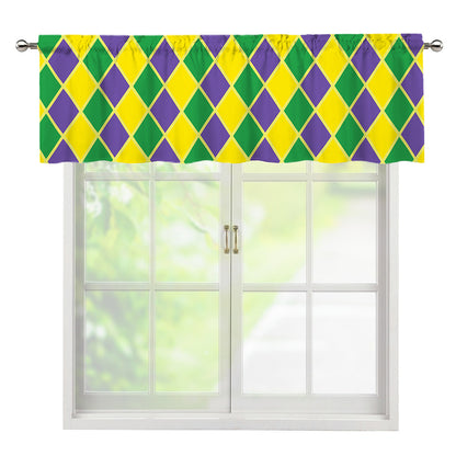 Purple Green And Yellow Mardi Gras Print Window Valance