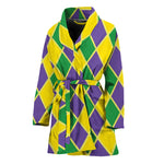 Purple Green And Yellow Mardi Gras Print Women's Bathrobe