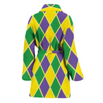 Purple Green And Yellow Mardi Gras Print Women's Bathrobe