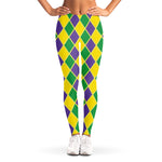 Purple Green And Yellow Mardi Gras Print Women's Leggings