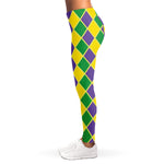 Purple Green And Yellow Mardi Gras Print Women's Leggings