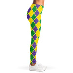 Purple Green And Yellow Mardi Gras Print Women's Leggings