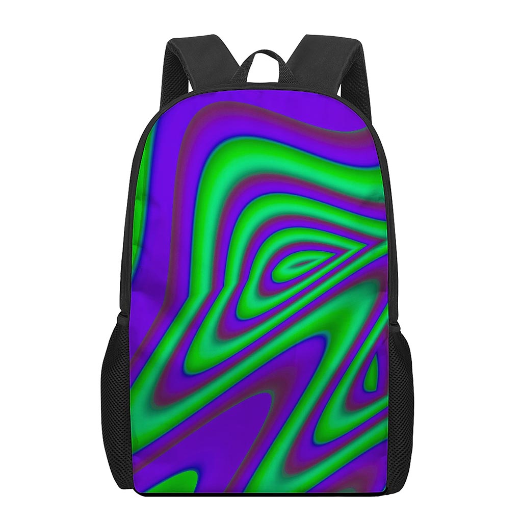 Purple Green Psychedelic Trippy Print 17 Inch Backpack