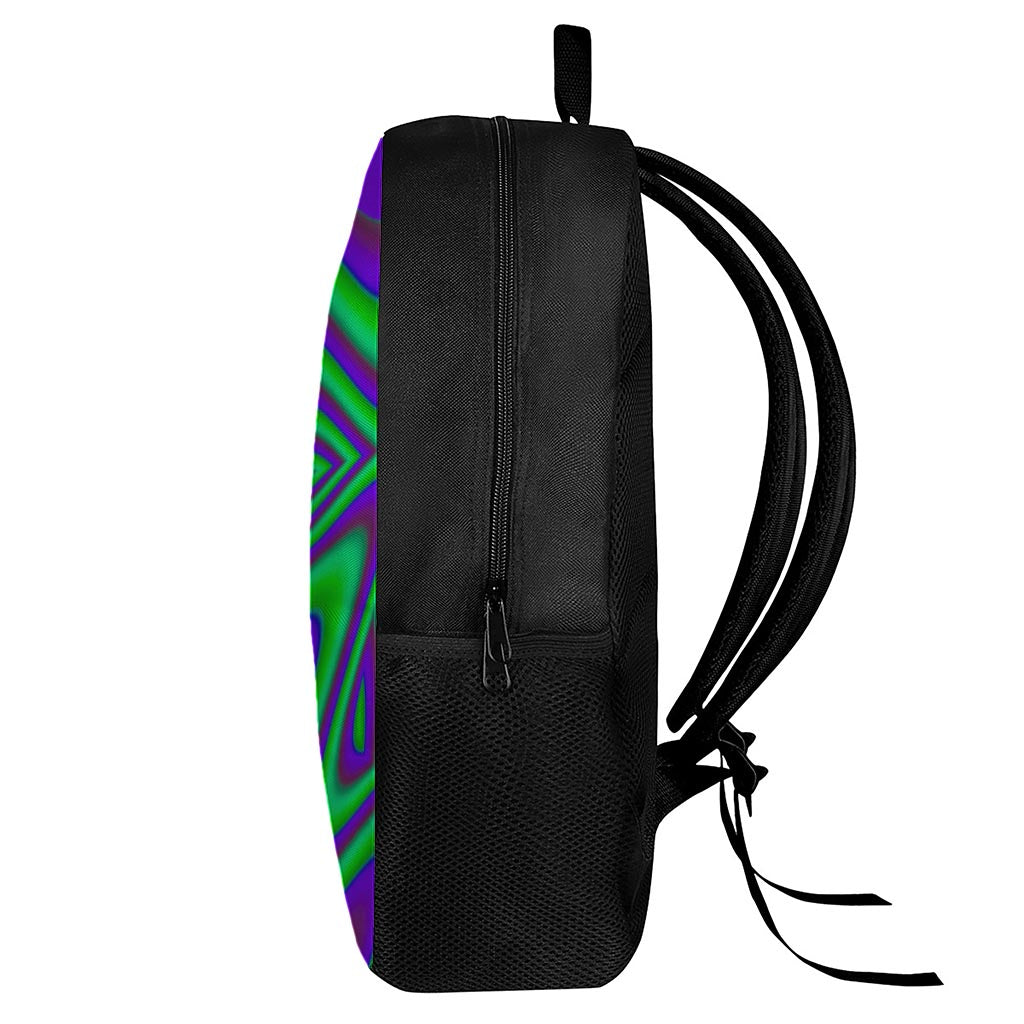 Purple Green Psychedelic Trippy Print 17 Inch Backpack