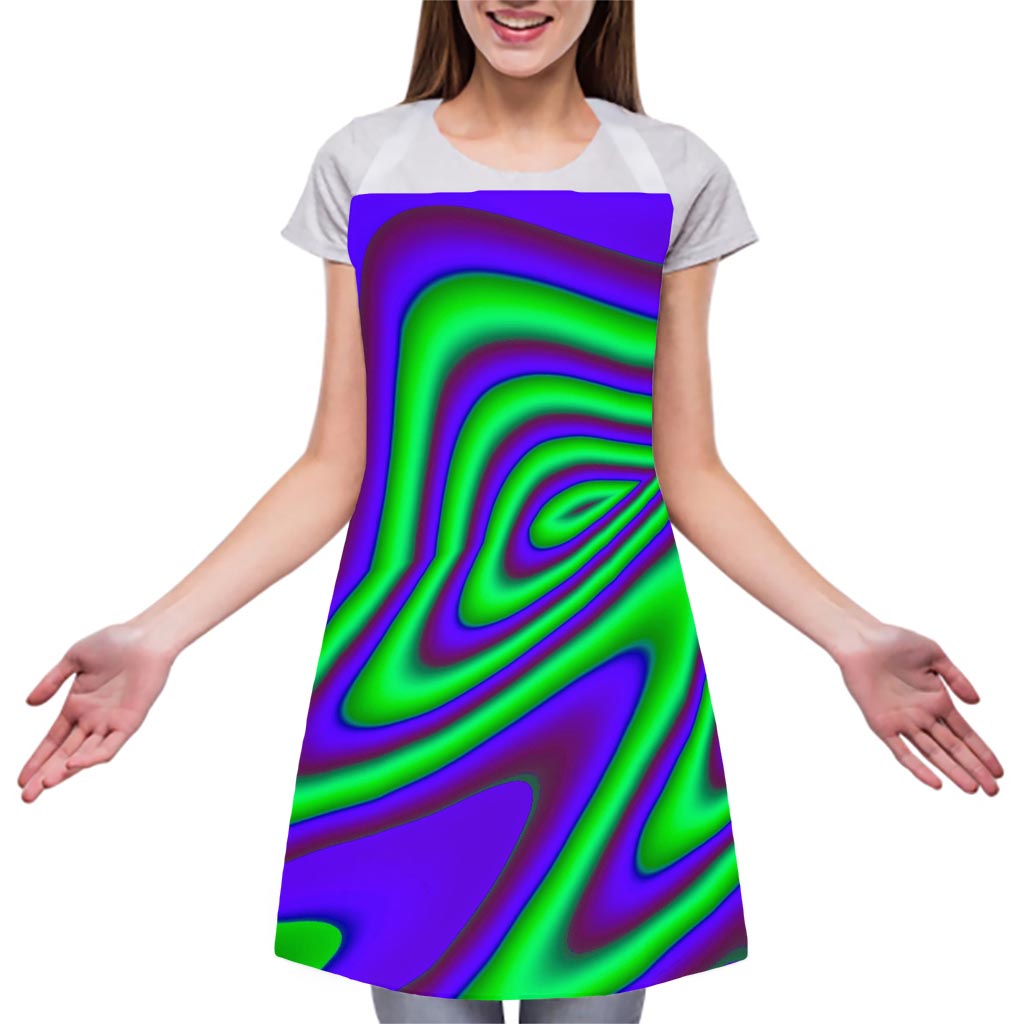 Purple Green Psychedelic Trippy Print Adjustable Apron