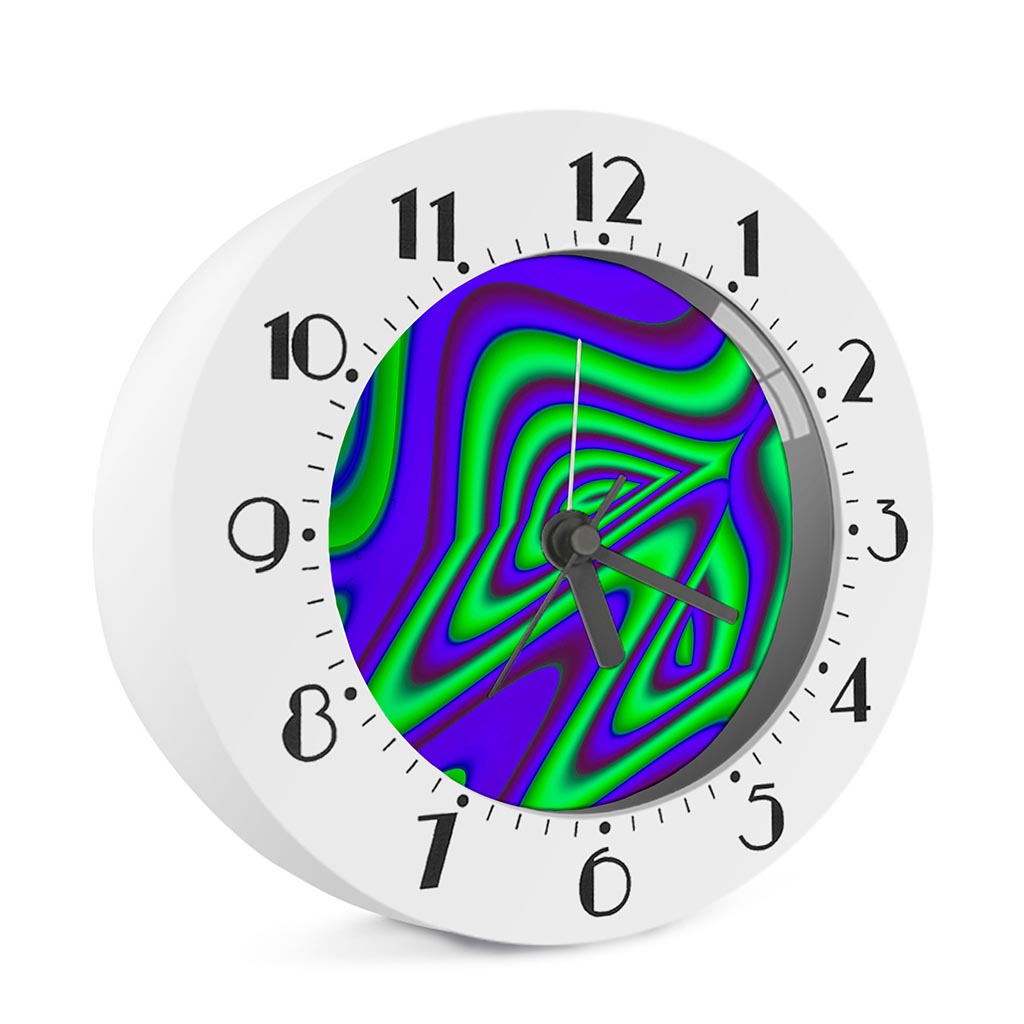 Purple Green Psychedelic Trippy Print Alarm Clock