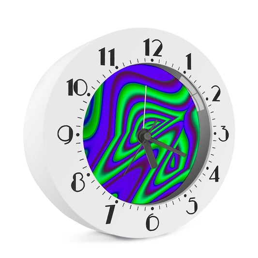 Purple Green Psychedelic Trippy Print Alarm Clock