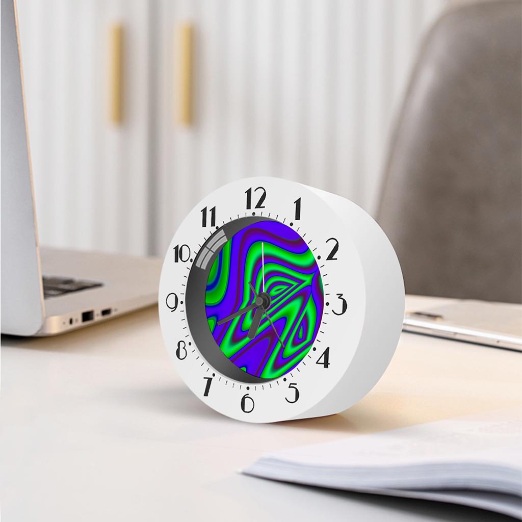 Purple Green Psychedelic Trippy Print Alarm Clock