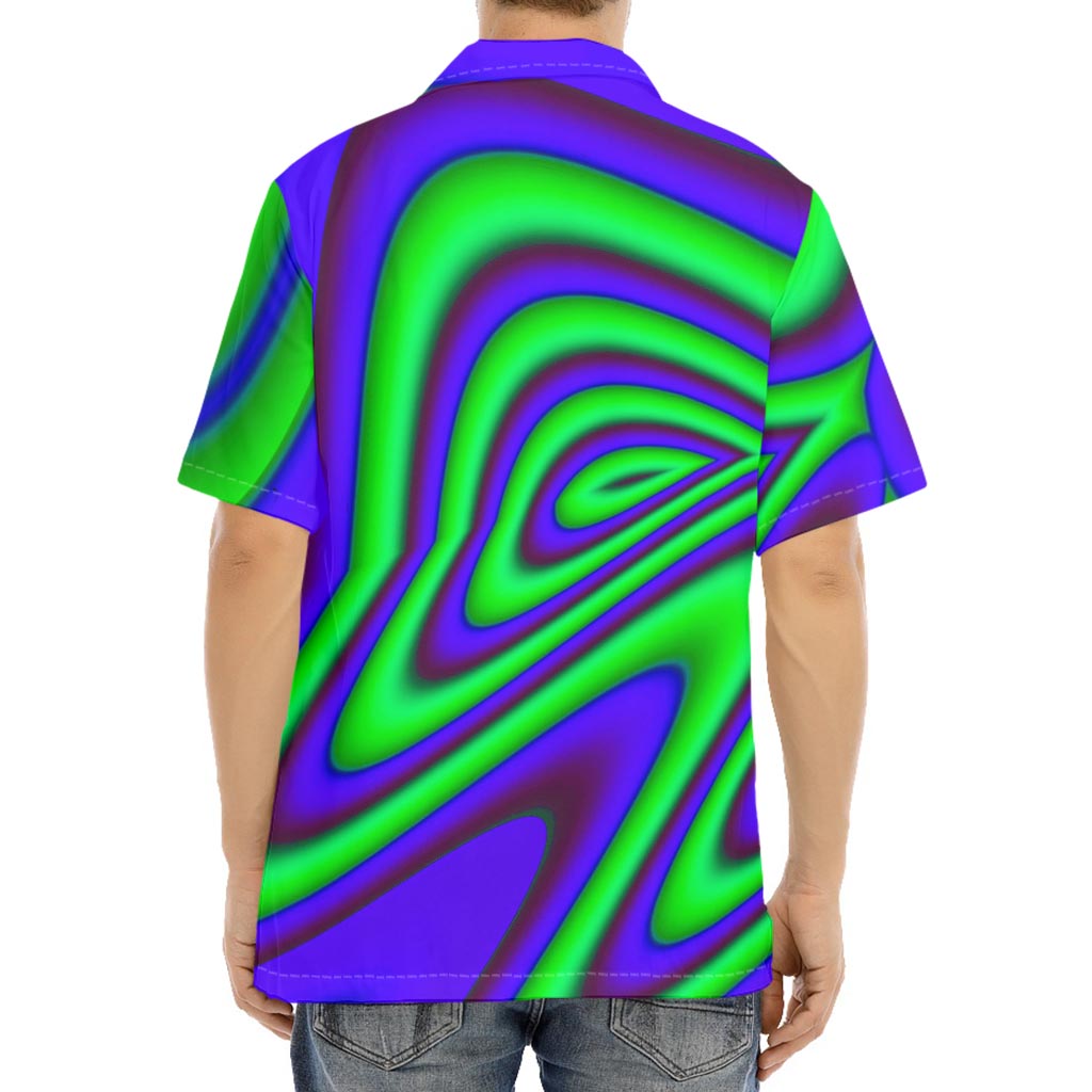 Purple Green Psychedelic Trippy Print Aloha Shirt