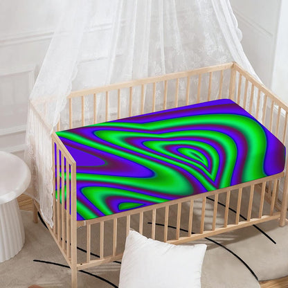 Purple Green Psychedelic Trippy Print Baby Crib Sheet