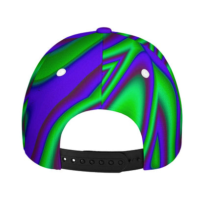 Purple Green Psychedelic Trippy Print Baseball Cap