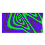 Purple Green Psychedelic Trippy Print Beach Towel