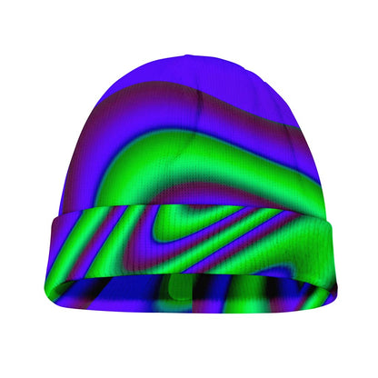 Purple Green Psychedelic Trippy Print Beanie