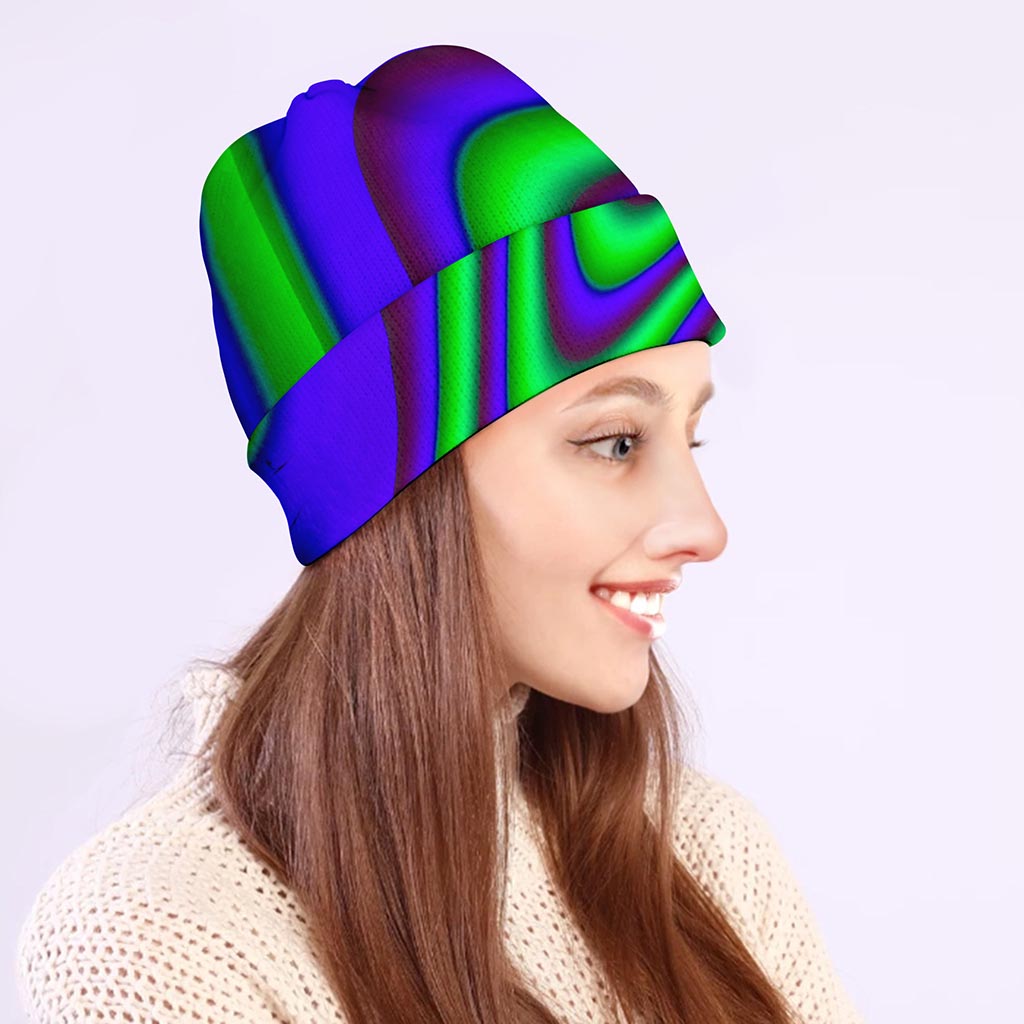 Purple Green Psychedelic Trippy Print Beanie