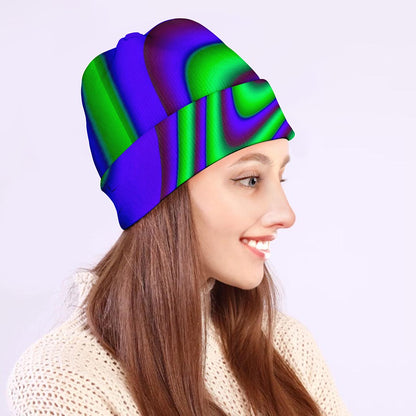 Purple Green Psychedelic Trippy Print Beanie