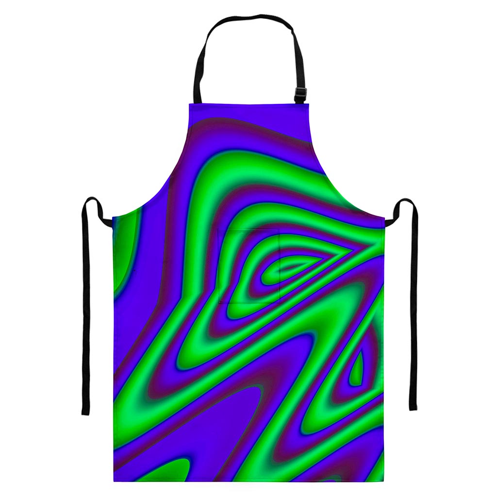 Purple Green Psychedelic Trippy Print Bib Apron With Pocket