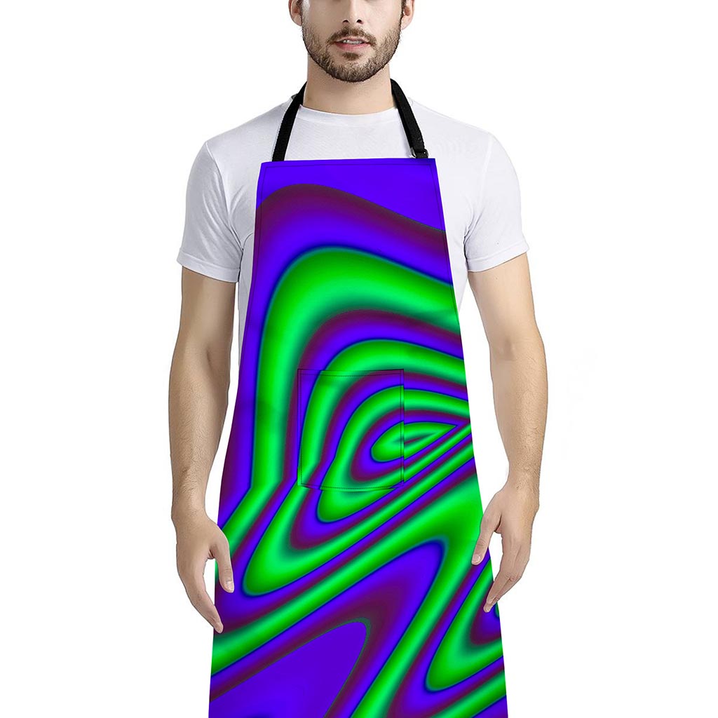 Purple Green Psychedelic Trippy Print Bib Apron With Pocket