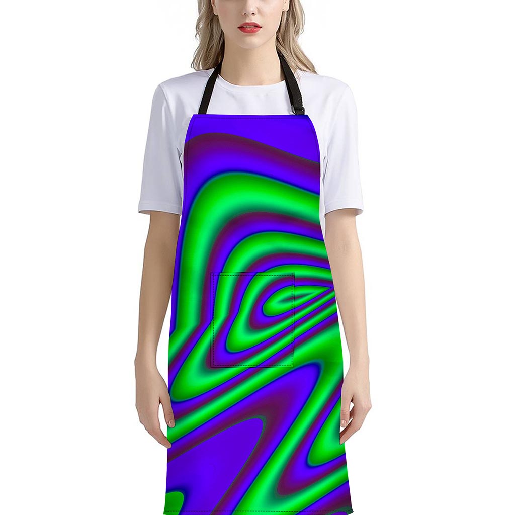 Purple Green Psychedelic Trippy Print Bib Apron With Pocket