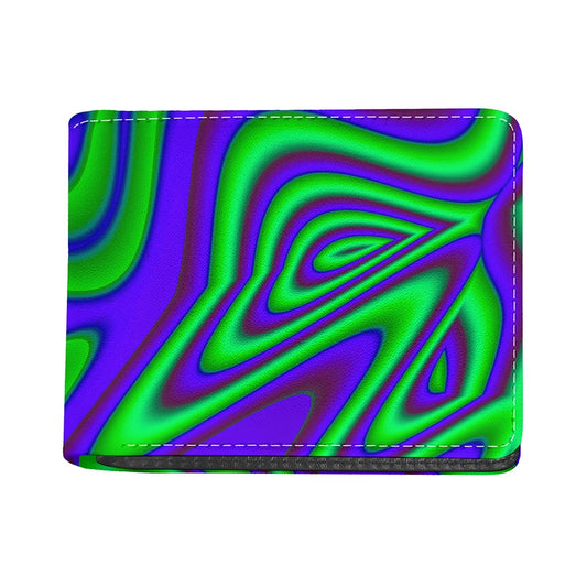 Purple Green Psychedelic Trippy Print Bifold Wallet