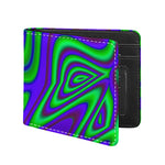 Purple Green Psychedelic Trippy Print Bifold Wallet