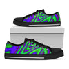 Purple Green Psychedelic Trippy Print Black Low Top Sneakers