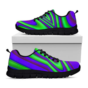 Purple Green Psychedelic Trippy Print Black Running Shoes