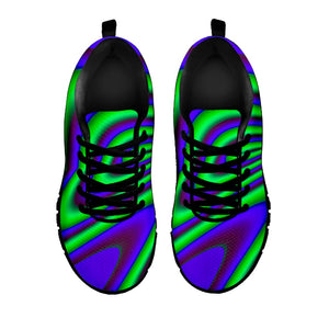 Purple Green Psychedelic Trippy Print Black Running Shoes