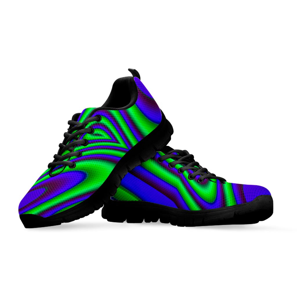 Purple Green Psychedelic Trippy Print Black Running Shoes