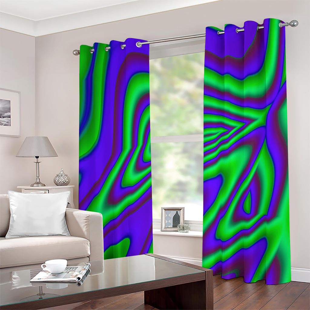 Purple Green Psychedelic Trippy Print Blackout Grommet Curtains