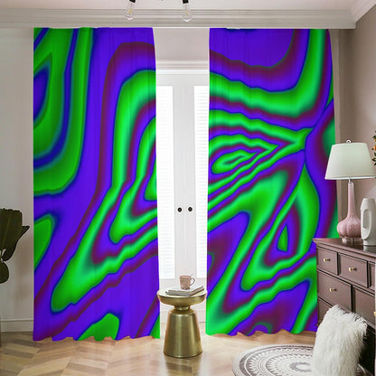 Purple Green Psychedelic Trippy Print Blackout Pencil Pleat Curtains
