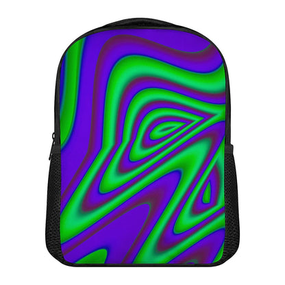 Purple Green Psychedelic Trippy Print Casual Backpack