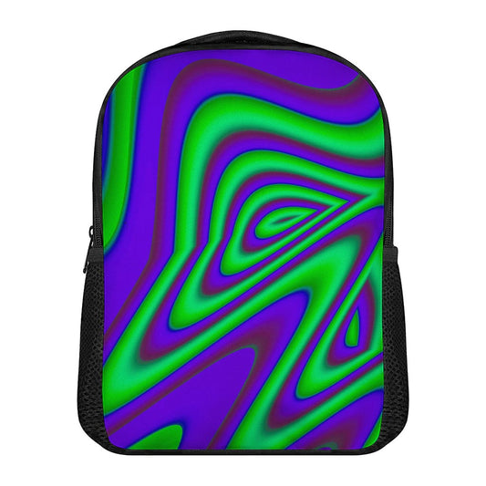 Purple Green Psychedelic Trippy Print Casual Backpack