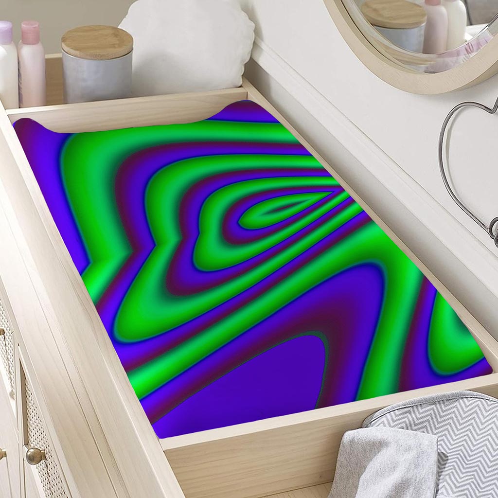 Purple Green Psychedelic Trippy Print Changing Pad Cover