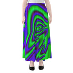 Purple Green Psychedelic Trippy Print Chiffon Maxi Skirt